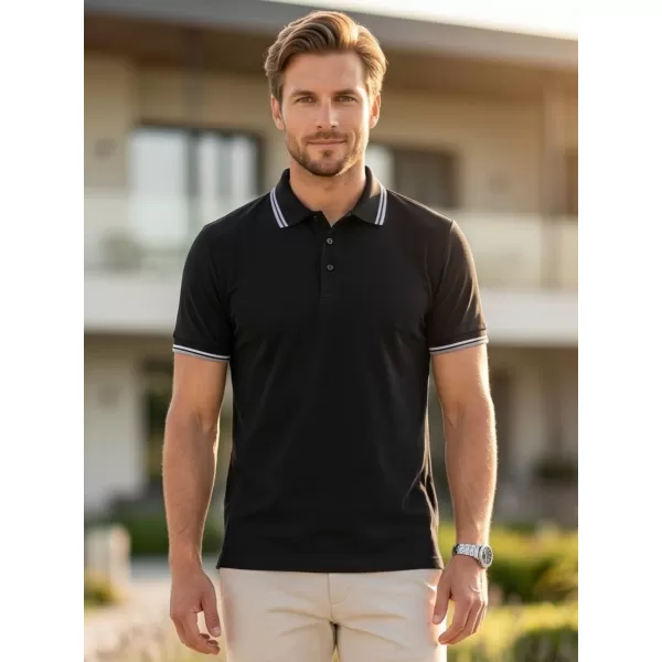  Herren-T-Shirt mit Kragen MALFINI FOCUS 232 SCHWARZ 