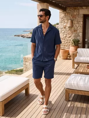 Herrenhemd OMBRE OM-SHSS-0220 MARINEBLAU