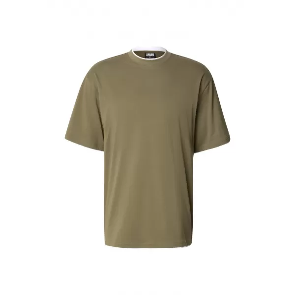  Herren-T-Shirt URBAN CLASSICS TB029A-00824 OLIV/WEIß 