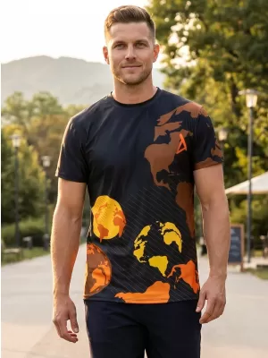 Herren Freizeithemd Premium ALTISPORT VOJ/ALM130TR06 SCHWARZ-ORANGE