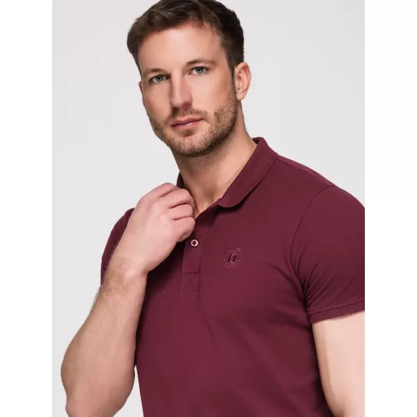  Herren-T-Shirt mit Kragen OMBRE OM-POBS-0171 WEIß/KASTANIENBRAUN/DUNKELBLAU 