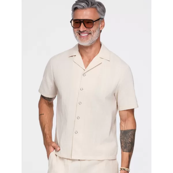  Herrenhemd OMBRE OM-SHSS-0221 CREME 