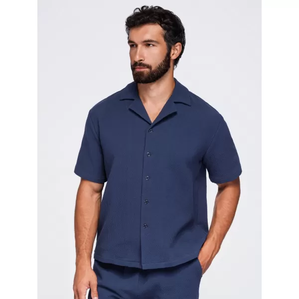  Herrenhemd OMBRE OM-SHSS-0220 MARINEBLAU 