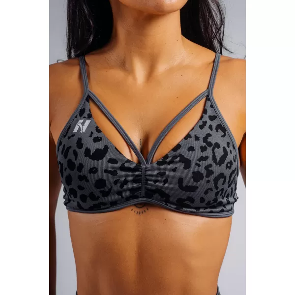  Sport-BH mit mittlerem Halt und Leopardenmuster NEBBIA PRIMAL 854 SCHWARZER LEOPARD 