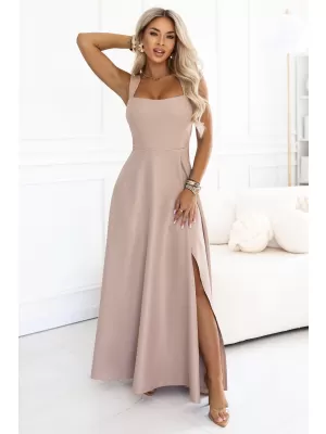 Kleid NUMOCO 633-5 DUNKLES BEIGE MIT GLITZER