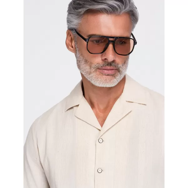  Herrenhemd OMBRE OM-SHSS-0221 CREME 