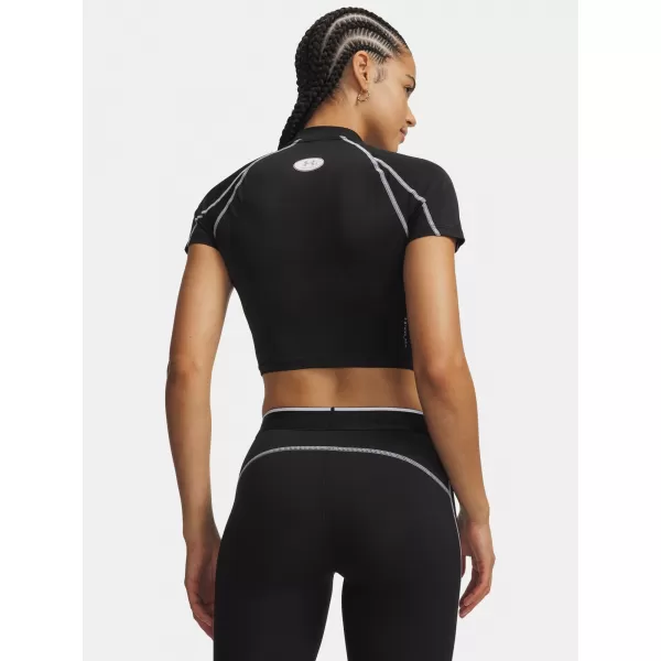  Damen-T-Shirt UNDER ARMOUR HEATGEAR ELITE CROP MCK SS 6014710-008 SCHWARZ 