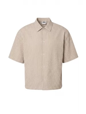 Herrenhemd URBAN CLASSICS TB8417-22409 BRAUN MOCCA/WEIß
