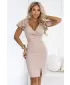 Damenkleid NUMOCO 479-16 DUNKLES BEIGE MIT GLITZER