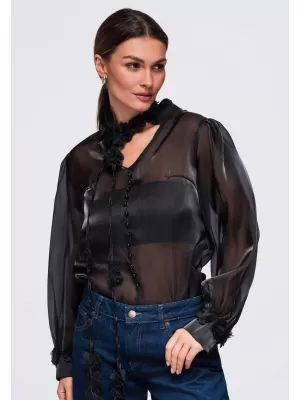 Damenbluse OMBRE OW-TS-E0086 SCHWARZ