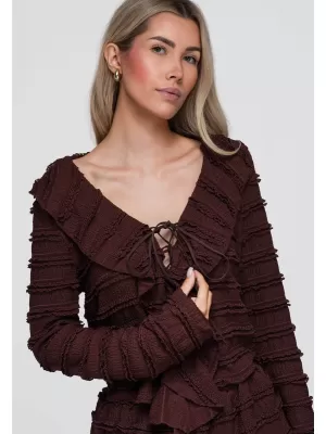 Damenbluse OMBRE OW-TS-E0067 DUNKELBRAUN
