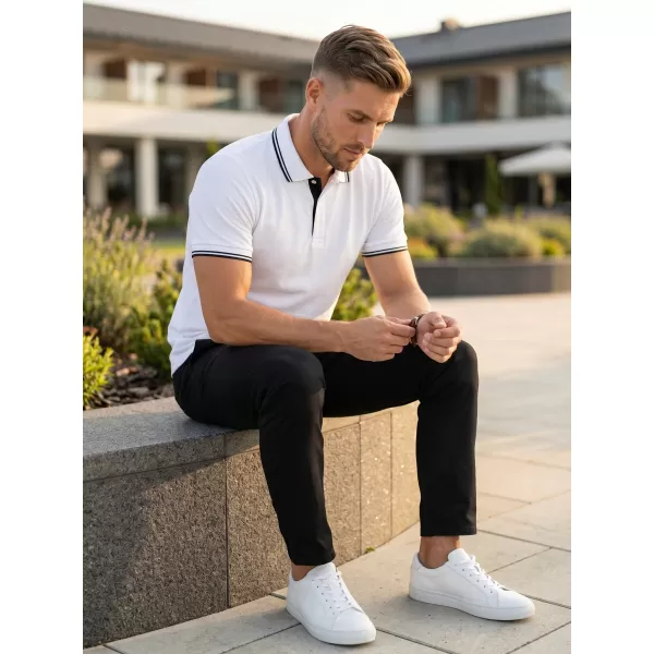  Herren-T-Shirt mit Kragen MALFINI FOCUS 232 WEIß 