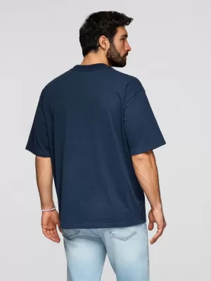 Herren-T-Shirt OMBRE OM-TSBC-0291 GEBROCHENES WEIß/BLASSES OLIV/MARINEBLAU