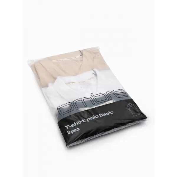  Herren-T-Shirt mit Kragen OMBRE OM-POBS-0171 SCHWARZ/WEIß/BEIGE 