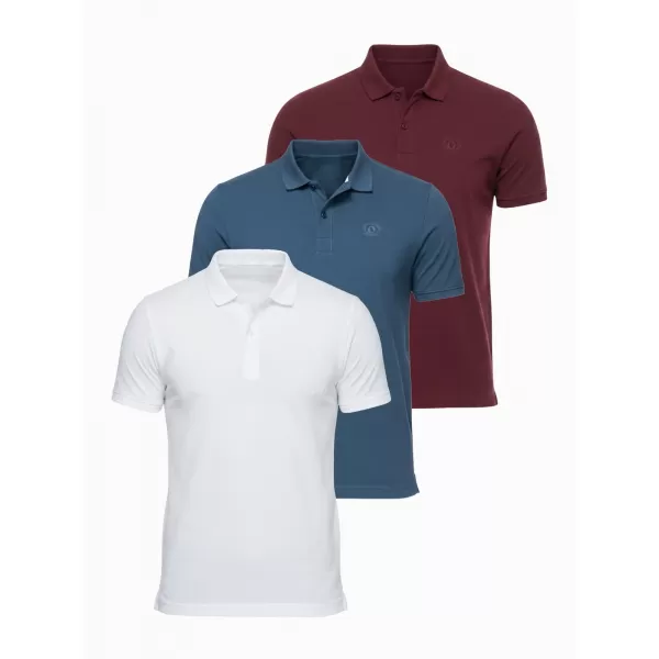  Herren-T-Shirt mit Kragen OMBRE OM-POBS-0171 WEIß/KASTANIENBRAUN/DUNKELBLAU 