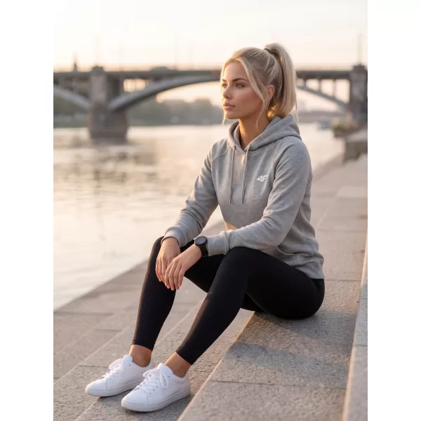  Damen-Sweatshirt 4F WMM00TSWSF2536 KALTE HELLGRAUE MELANGE 