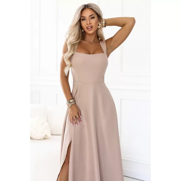  Kleid NUMOCO 633-5 DUNKLES BEIGE MIT GLITZER 