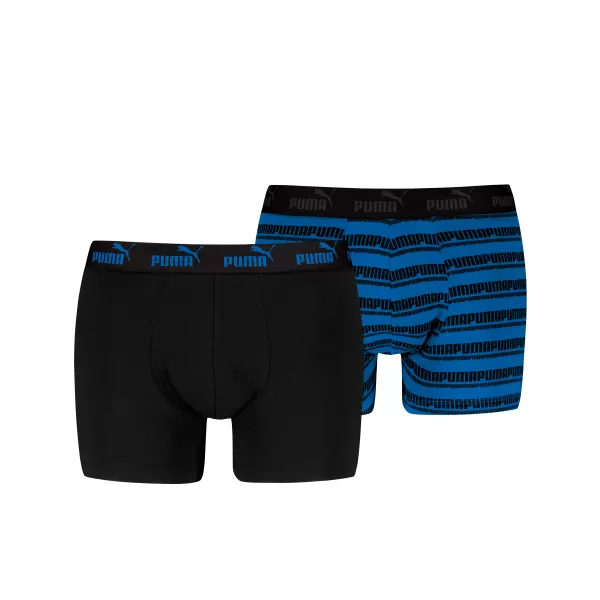  Herren-Boxershorts PUMA ELEMENTS MEN STRIPED BOXERS 2P 93884203 SCHWARZ/BLAU 