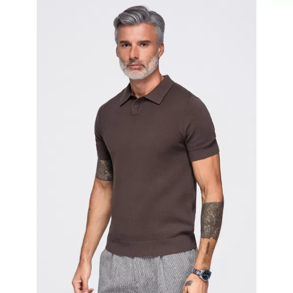  Herren-Poloshirt OMBRE OM-POSS-0178 DUNKELBRAUN 