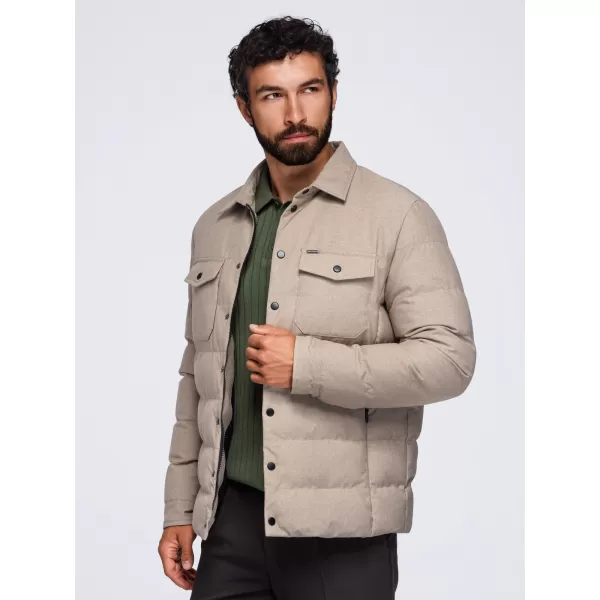  Gesteppte Hemdjacke für Herren OMBRE OM-JALP-0256 SCHWARZ 
