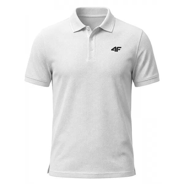 Herren-T-Shirt mit Kragen 4F WMM00TPTSM0771 WEIß 