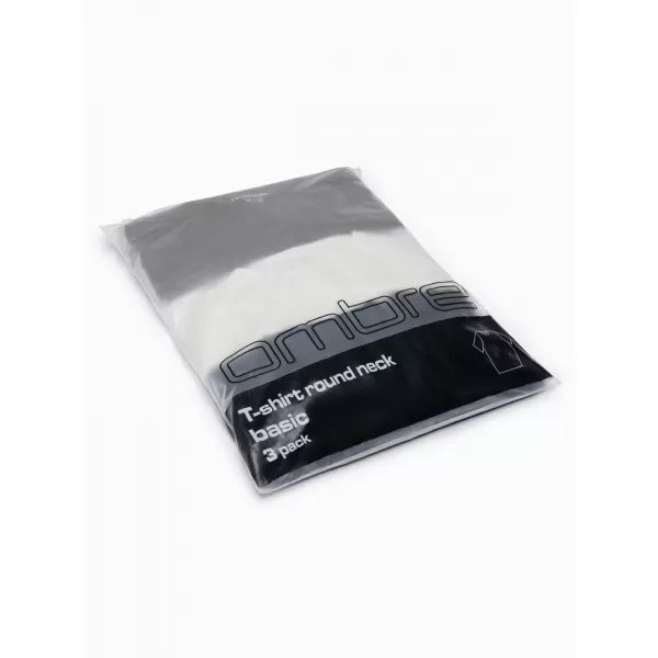  Herren-T-Shirt OMBRE OM-TSBC-0291 SCHWARZ/CREMEFARBEN/HELLOLIV 