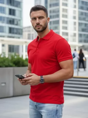 Herren-T-Shirt mit Kragen DSTREET PX0515 ROT