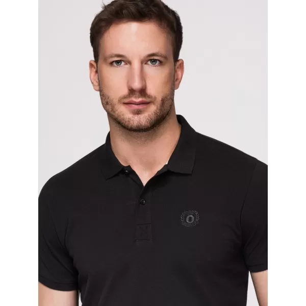  Herren-T-Shirt mit Kragen OMBRE OM-POBS-0171 SCHWARZ/WEIß/BEIGE 