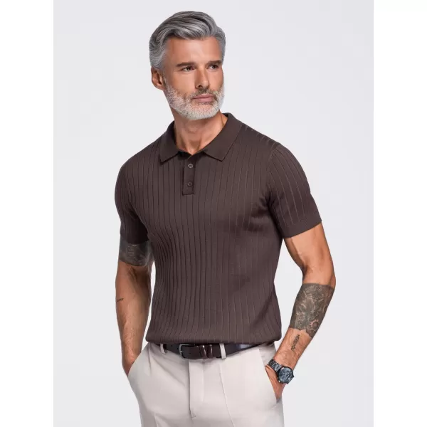  Herren-Poloshirt OMBRE OM-POSS-0180 HELLBRAUN 