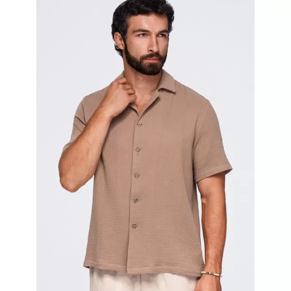  Herrenhemd OMBRE OM-SHSS-0223 HELLBRAUN 