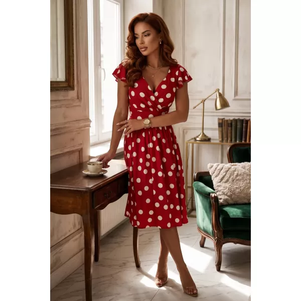  Kleid NUMOCO 425-15 BURGUNDERROT MIT TUPFEN 