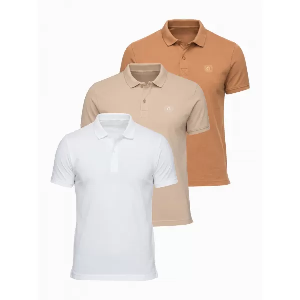  Herren-T-Shirt mit Kragen OMBRE OM-POBS-0171 WEIß/WEIß/HELLBRAUN 