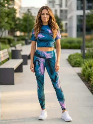 Lange Premium-Leggings für Damen (neue Größen) ALTISPORT VOJ/ALW001LEG05 PETROL/HELLROSA