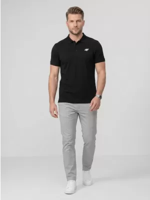 Herren-T-Shirt mit Kragen 4F WMM00TPTSM0770 TIEFSCHWARZ