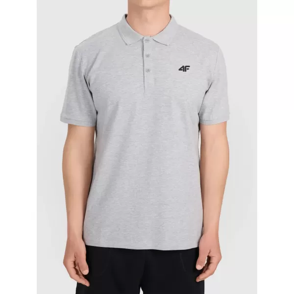  Herren-T-Shirt mit Kragen 4F WMM00TPTSM0770 DUNKELGRAU MELIERT 