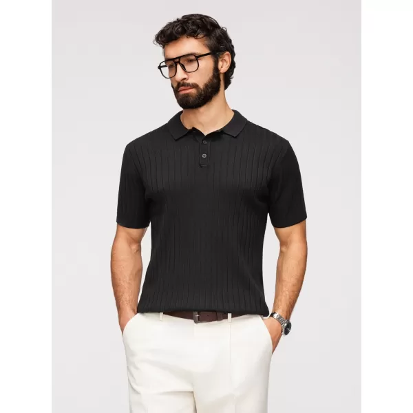  Herren-Poloshirt OMBRE OM-POSS-0180 SCHWARZ 