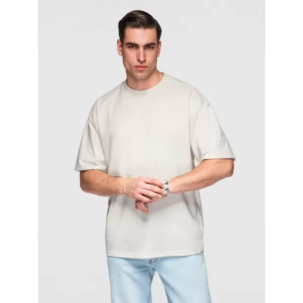  Herren-T-Shirt OMBRE OM-TSBC-0291 SCHWARZ/CREMEFARBEN/HELLOLIV 