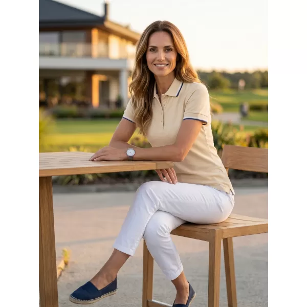  Damen-T-Shirt mit Kragen MALFINI FOCUS 233 MANDEL 