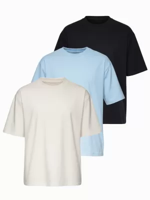 Herren-T-Shirt OMBRE OM-TSBC-0291 SCHWARZ/HELLBLAU/CREMEWEIß
