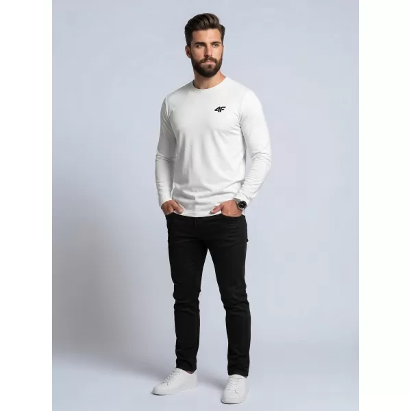  Herren-T-Shirt mit langen Ärmeln 4F WMM00TLONM611 WEIß 