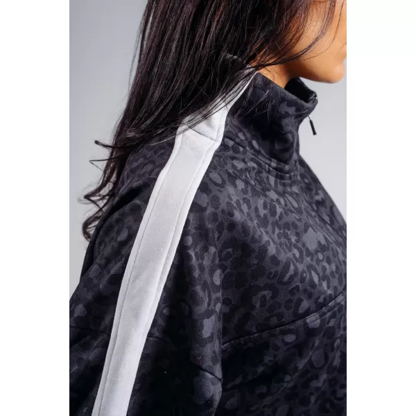  Sweatshirt mit halbem Reißverschluss und Leopardenmuster NEBBIA PRIMAL 866 SCHWARZER LEOPARD 