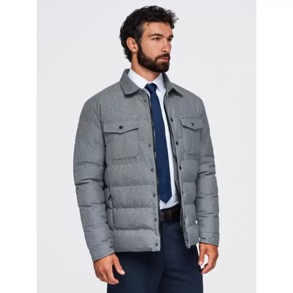  Gesteppte Hemdjacke für Herren OMBRE OM-JALP-0256 GRAUE MELANGE 