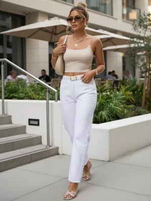 Damenhosen DSTREET UY3054 WEIß