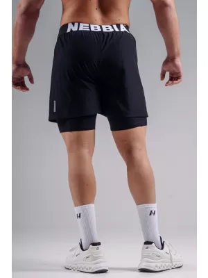 Doppellagige Trainingsshorts NEBBIA PRIMAL 878 SCHWARZ