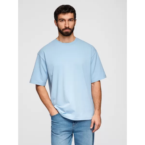  Herren-T-Shirt OMBRE OM-TSBC-0291 SCHWARZ/HELLBLAU/CREMEWEIß 