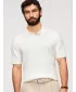 Herren-T-Shirt mit Kragen OMBRE OM-POSS-0169 GEBROCHENES WEIß