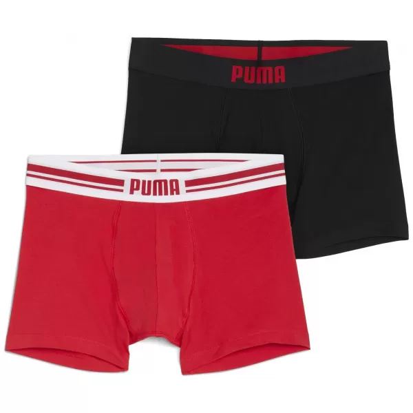  Herren-Boxershorts PUMA MEN EVERYDAY PLACED LOGO BOXER 2P 93847605 ROT/SCHWARZ 