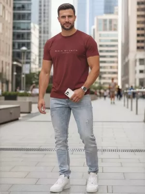 Herren-T-Shirt DSTREET NX5123R-BU ROTWEIN