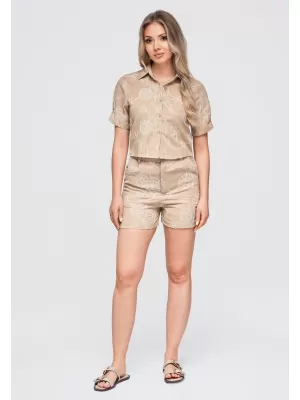 Damenbluse OMBRE OW-SH-E0060 BEIGE