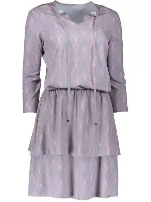 Frauenkleid mit Rüschen NUMOCO A182-2 GRAU